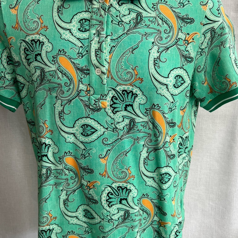 New Men's ETRO MILAN Green Paisley Men's Polo Shirt